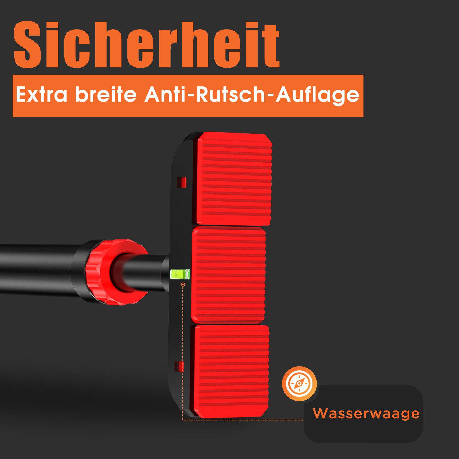 DH FitLife Klimmzugstange Türrahmen ohne Schrauben (Pull up bar Doorway zum Eindrehen, Türreck für Krafttraining, Reckstange für Tür 72-92cm), Mit Wasserwaage