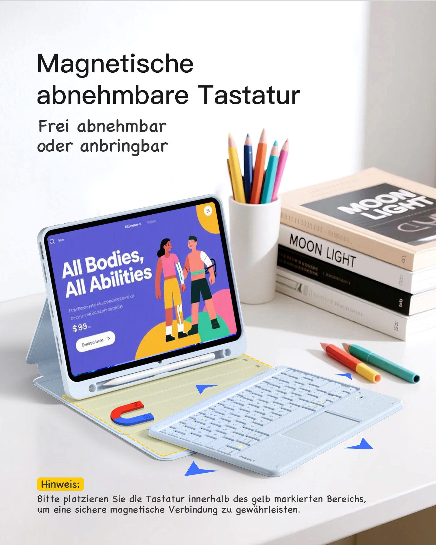 Inateck 10.9-11 Zoll iPad A16 11/10 Gen, Air M4/M3/M2, iPad Pro 4/3/2 iPad-Tastatur – Bild 3 von 5