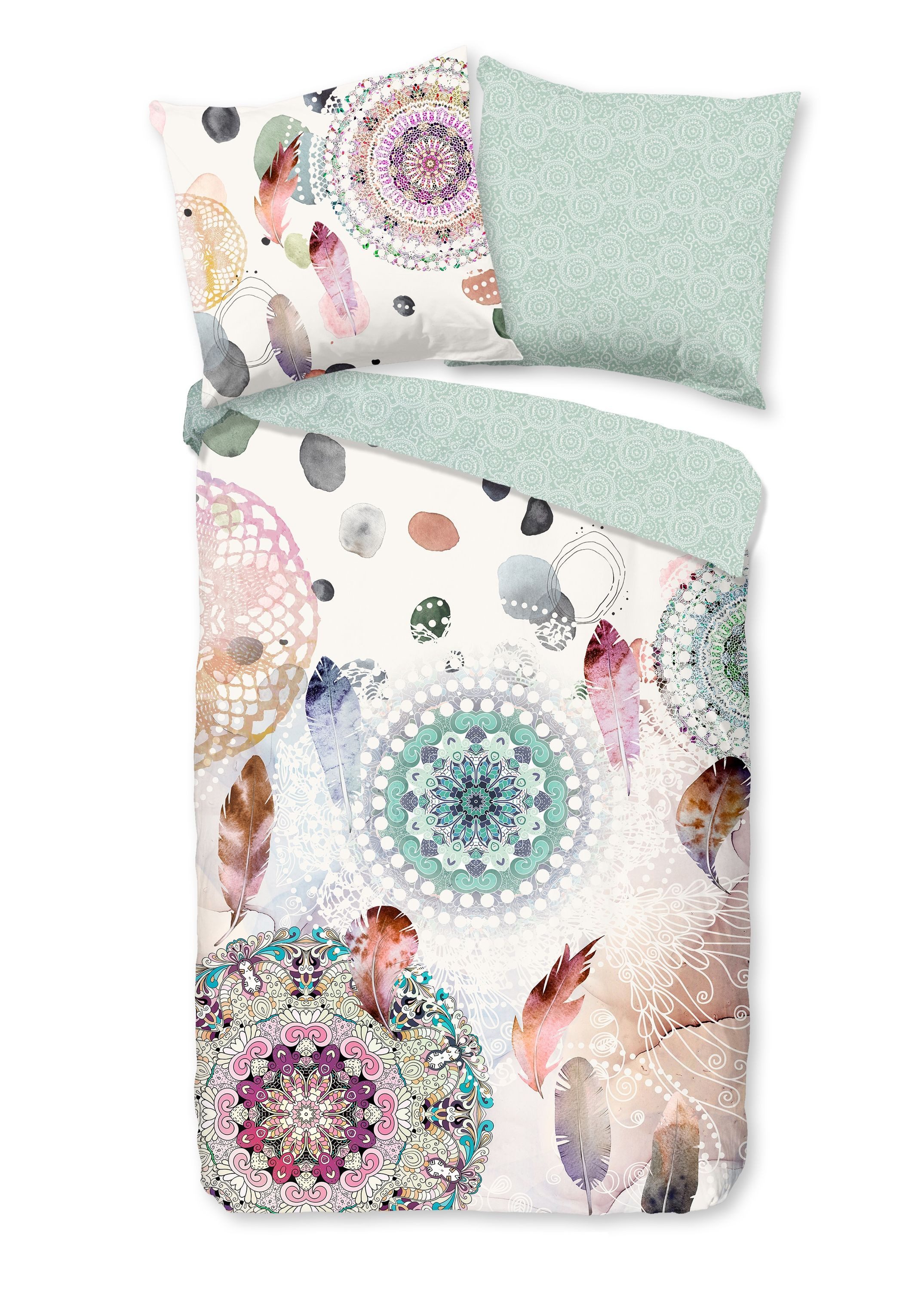 hip Bettwäsche Baumwolle, Renforcé, 2 teilig, pastellfarbende Mandalas und günstig online kaufen