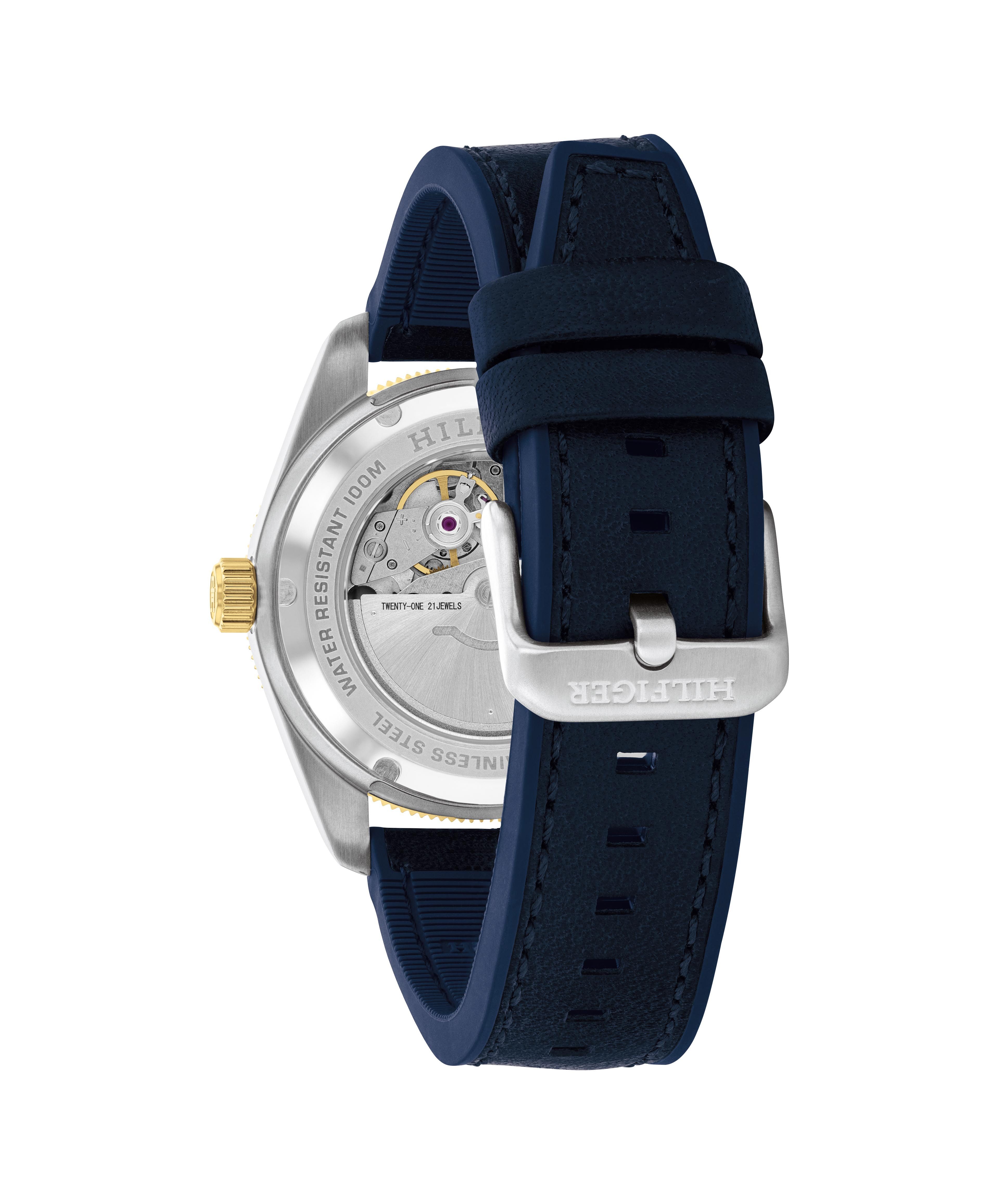 Tommy Hilfiger Automatikuhr TH85 1792141, Armbanduhr, Herrenuhr, Mechanische Uhr, Lederarmband, analog, Tag