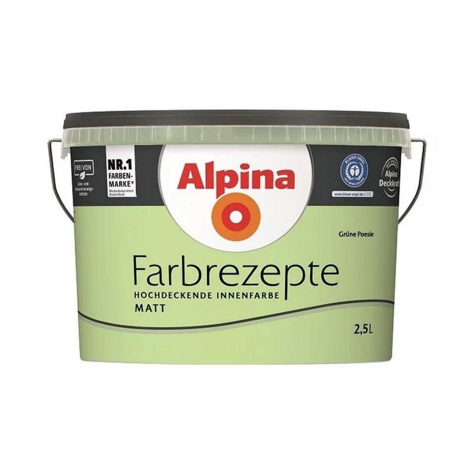 Alpina Wand- und Deckenfarbe Farbrezepte 2,5 Liter Grüne Poesie - Zartes Grün