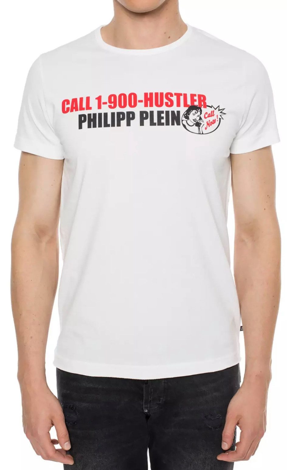 PHILIPP PLEIN T-Shirt Platinum Cut Round Neck Statement Shirt Saumnähte mit Zweinadelstich,Hexagonales Logo,Gerippter Halsausschnitt