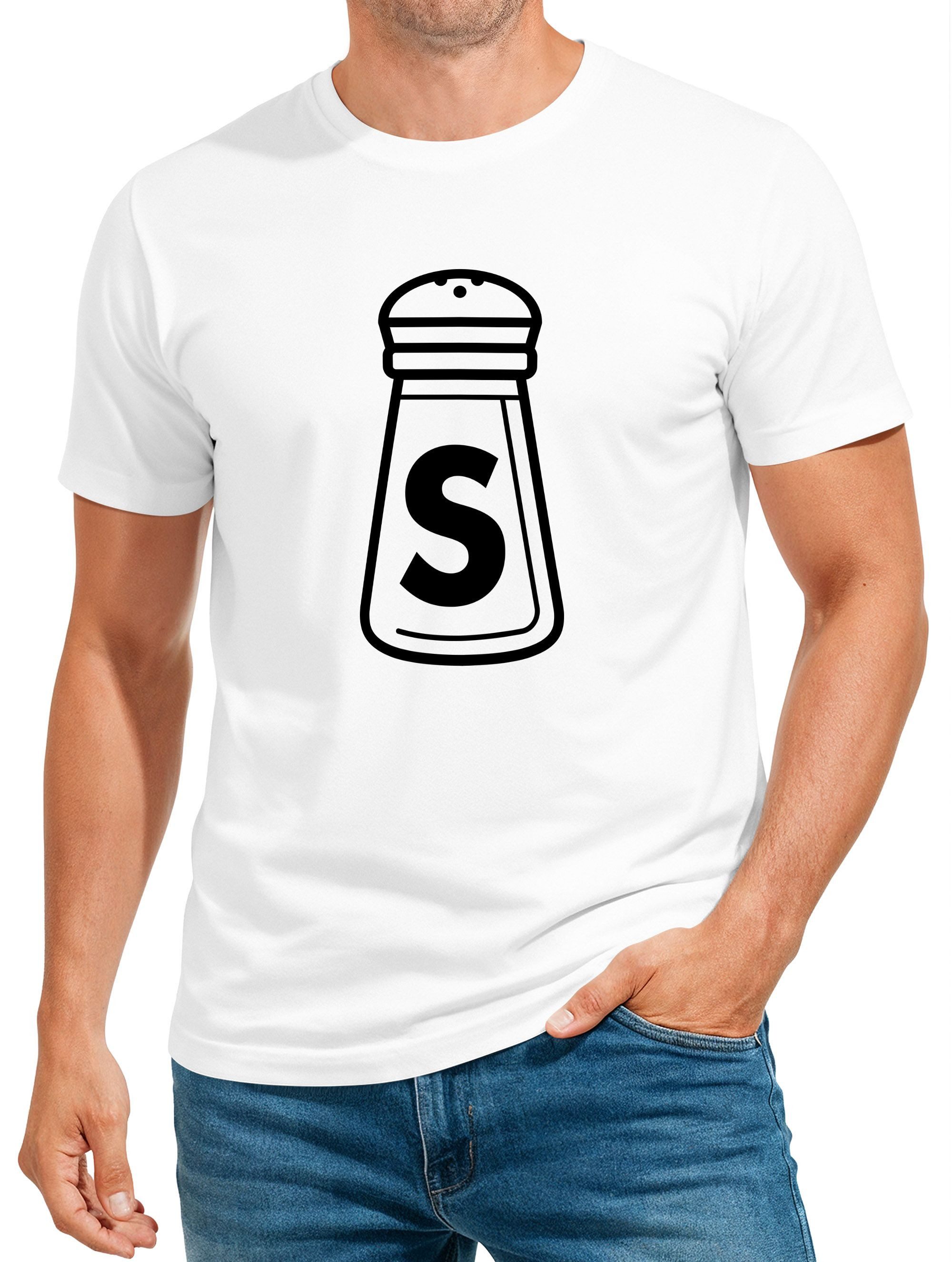 Print-Shirt Herren T-Shirt Salz und Pfeffer Partner-Kostüm Fasching Karneval Last