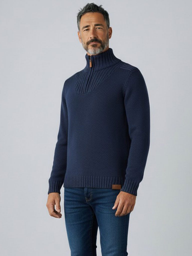 tomBrook Troyer 80894 Herren Strick-Troyer Unifarben - Troyer-Pullover Strickpullover