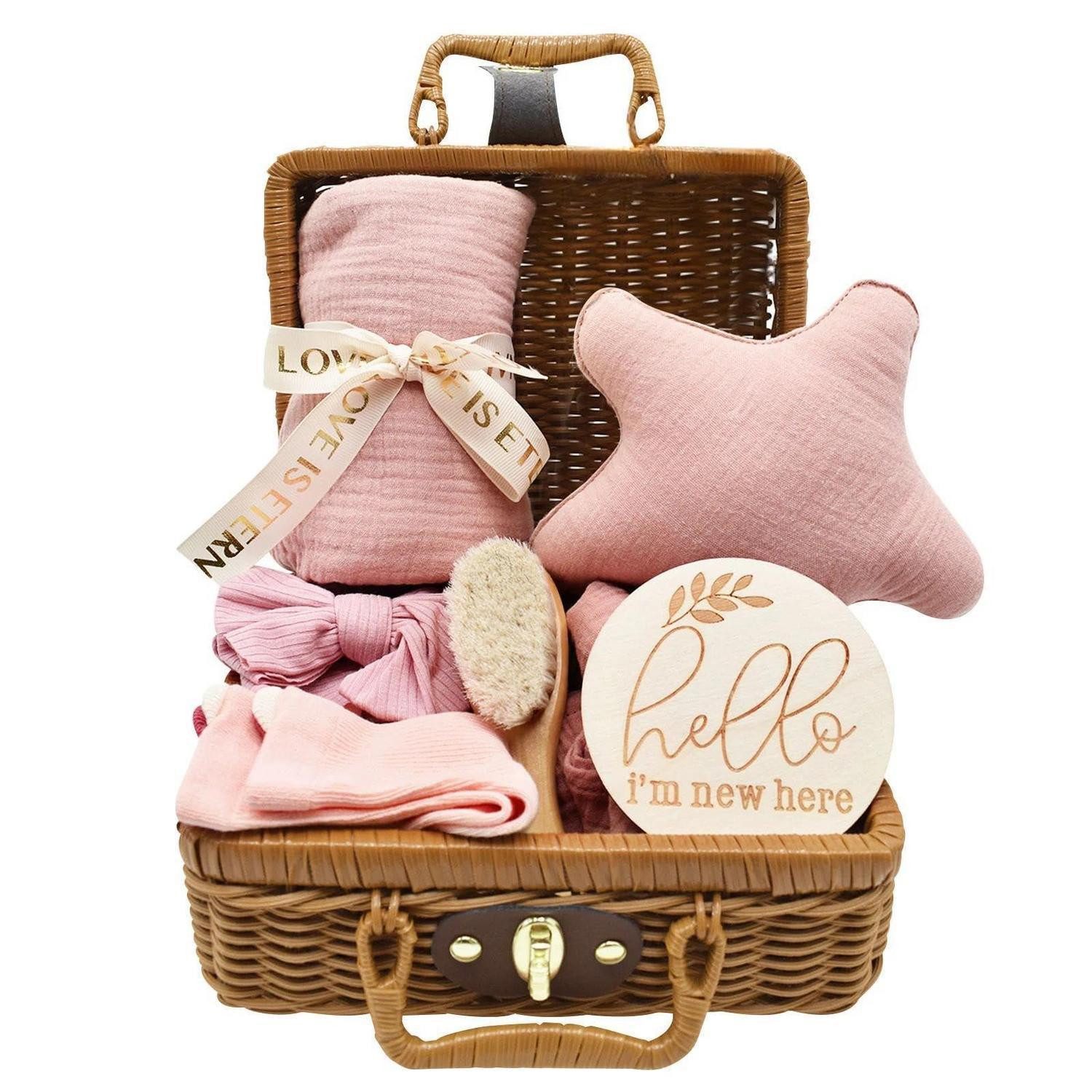 LuxusKollektion Pflege-Geschenkset Baby Geschenkset 7tlg Rosa Baby-Geschenkideen