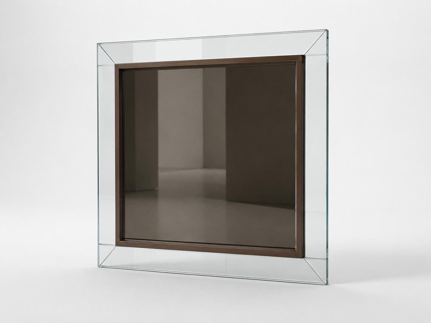 Xlmoebel Wandspiegel Stilvoller Wandspiegel aus Glas mit braunem Innenrand und, Made in Europa