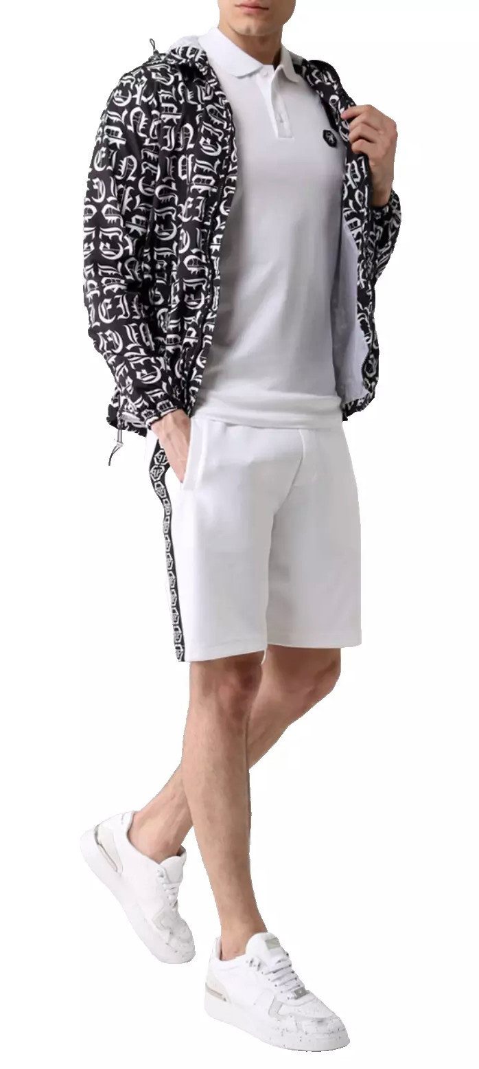Philip Plein Poloshirt Polohemd mit Tape Streifen PP Hexagon Leder-Patch Slim Fit Doppelnadel-Nähten, ikonischen Philipp Plein Tape-Streifen