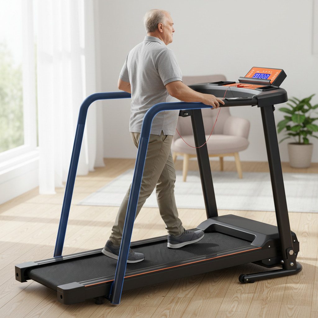 kowdom Laufband klappbar Zuhause mit App, Griff, 120kg, Senioren/Homeoffice, Klapp, trag, App-Steu, S-Arm, M-Notst, gelenk-sch, platz