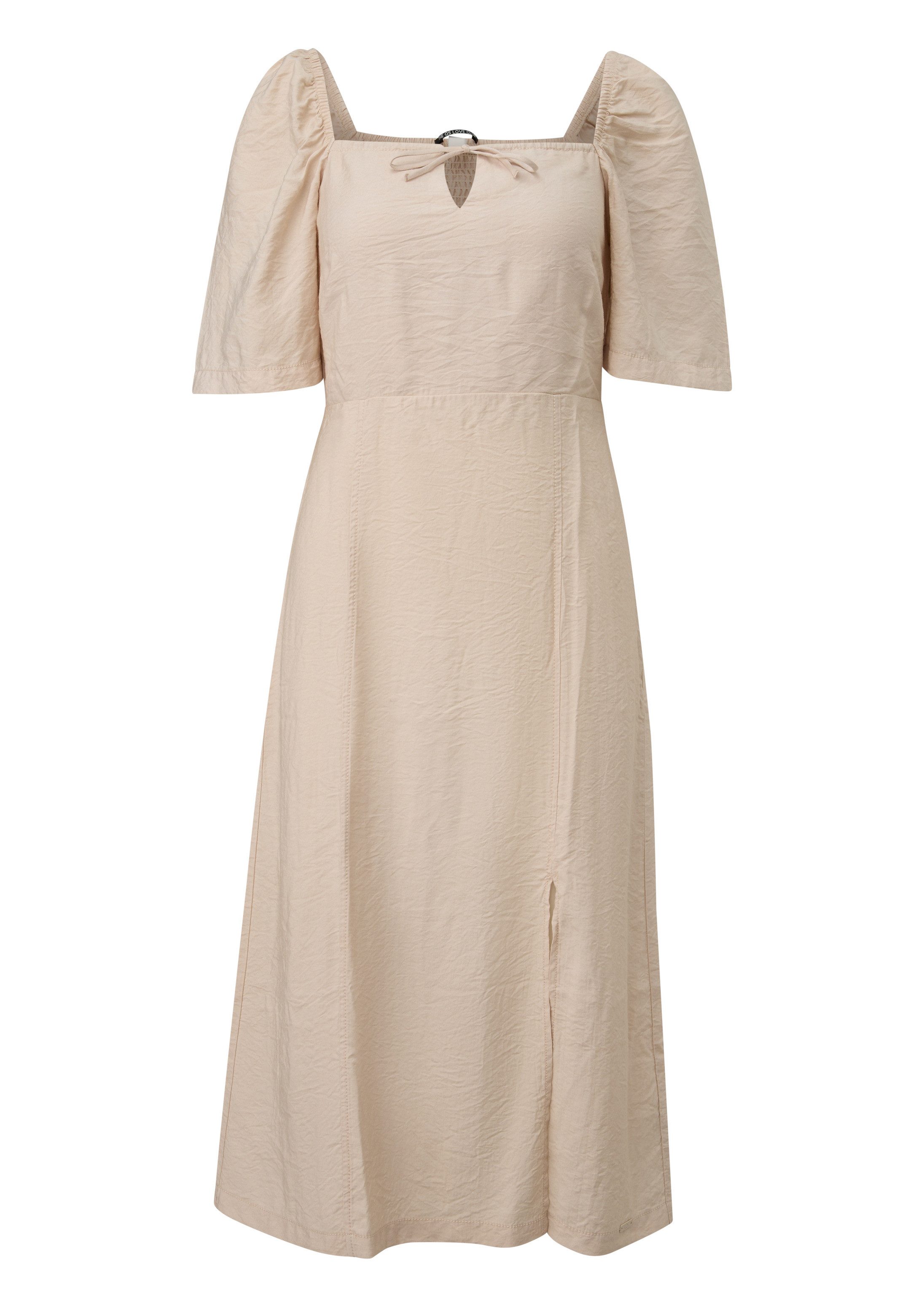 QS Midikleid Kleid Viskosemix-Kleid mit Smok-Detail