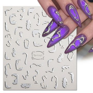 Scheiffy Nageldesign Zubehör Nagelaufkleber,Nagelschmuck,3D-Marmor-Aufkleber,4-tlg, 4-tlg.