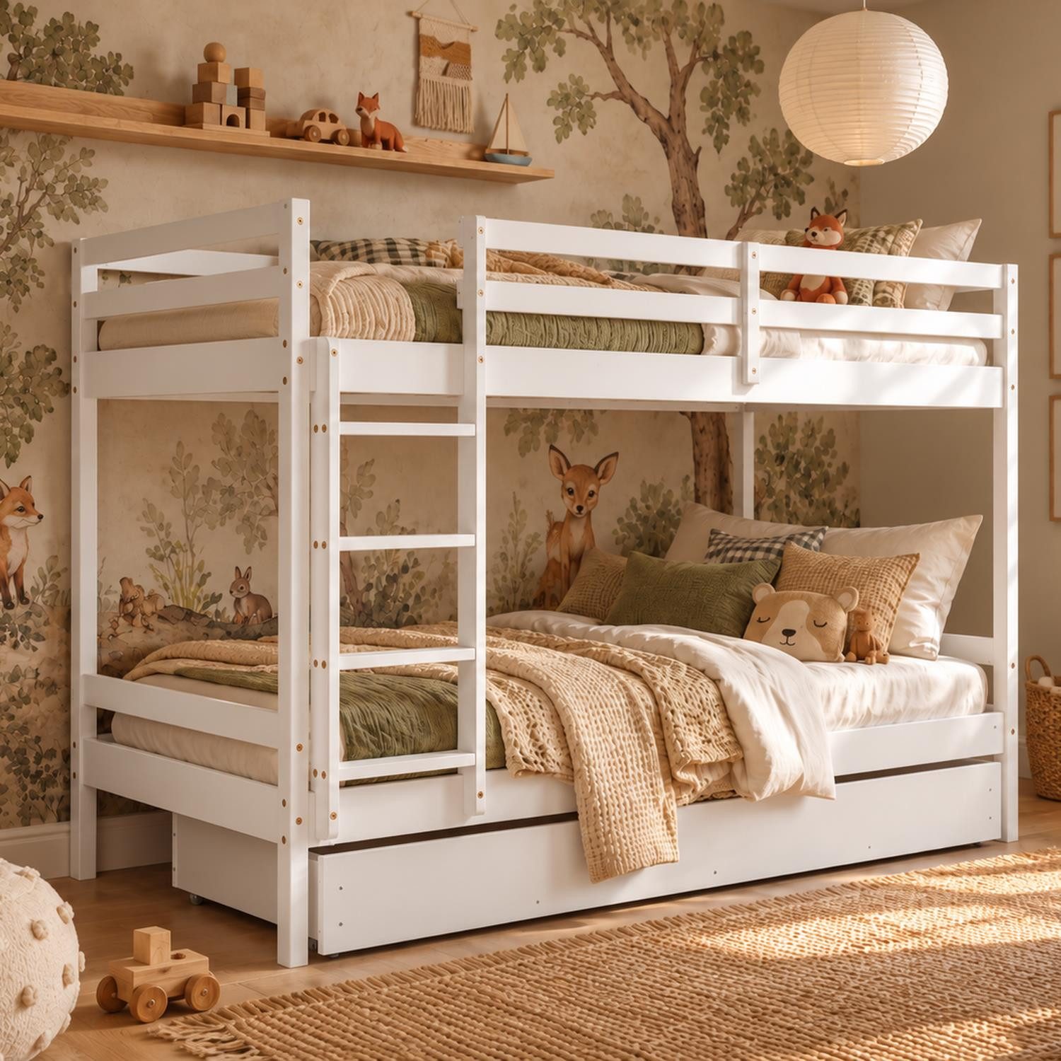 Homestyle4u Etagenbett Kinder 2 90x200 Hochbett mit / ohne Matratze Geschwister Stockbett (Komplett-Set mit 2x Lattenrost, inklusive Bettkasten), mit Stauraum (1x Bettkasten/Schublade)