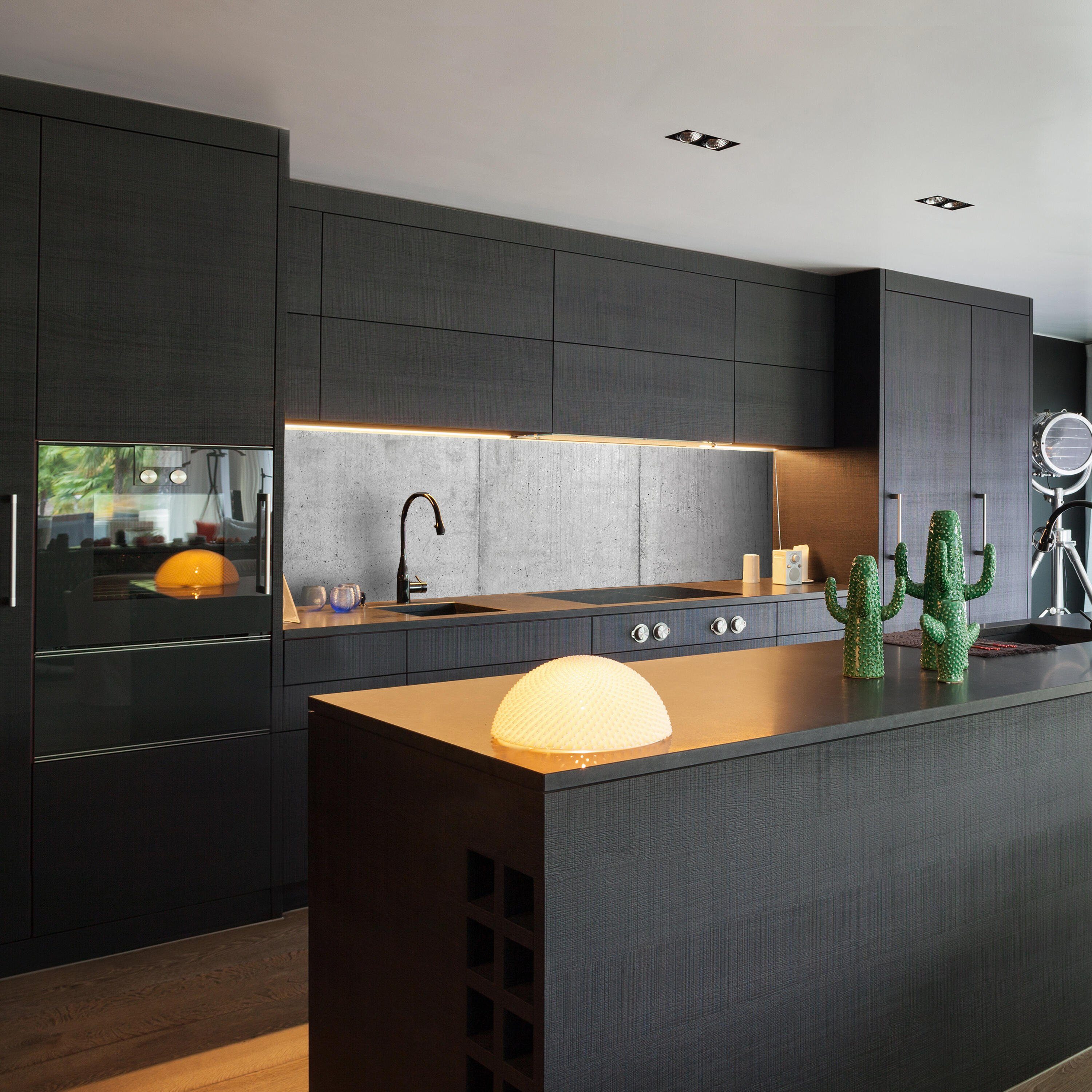 Hartschaum Küchenrückwand (1-tlg), wandmotiv24 Rohbau, Grau Größen versch. Nischenrückwand Premium Betonwand in Betonteile