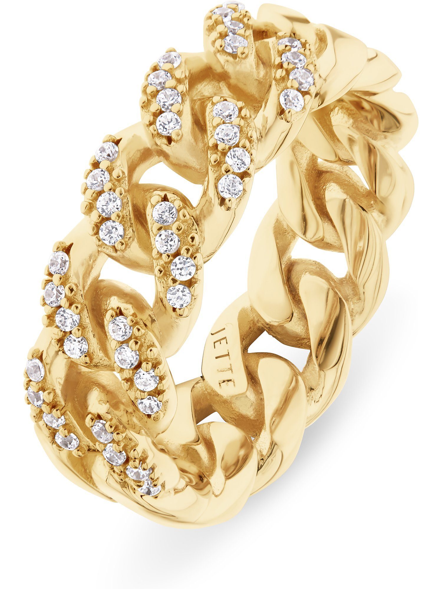 JETTE Silberring JETTE Damen-Damenring 925er gelbgold Zirkonia Zirkonia, 40 Silber