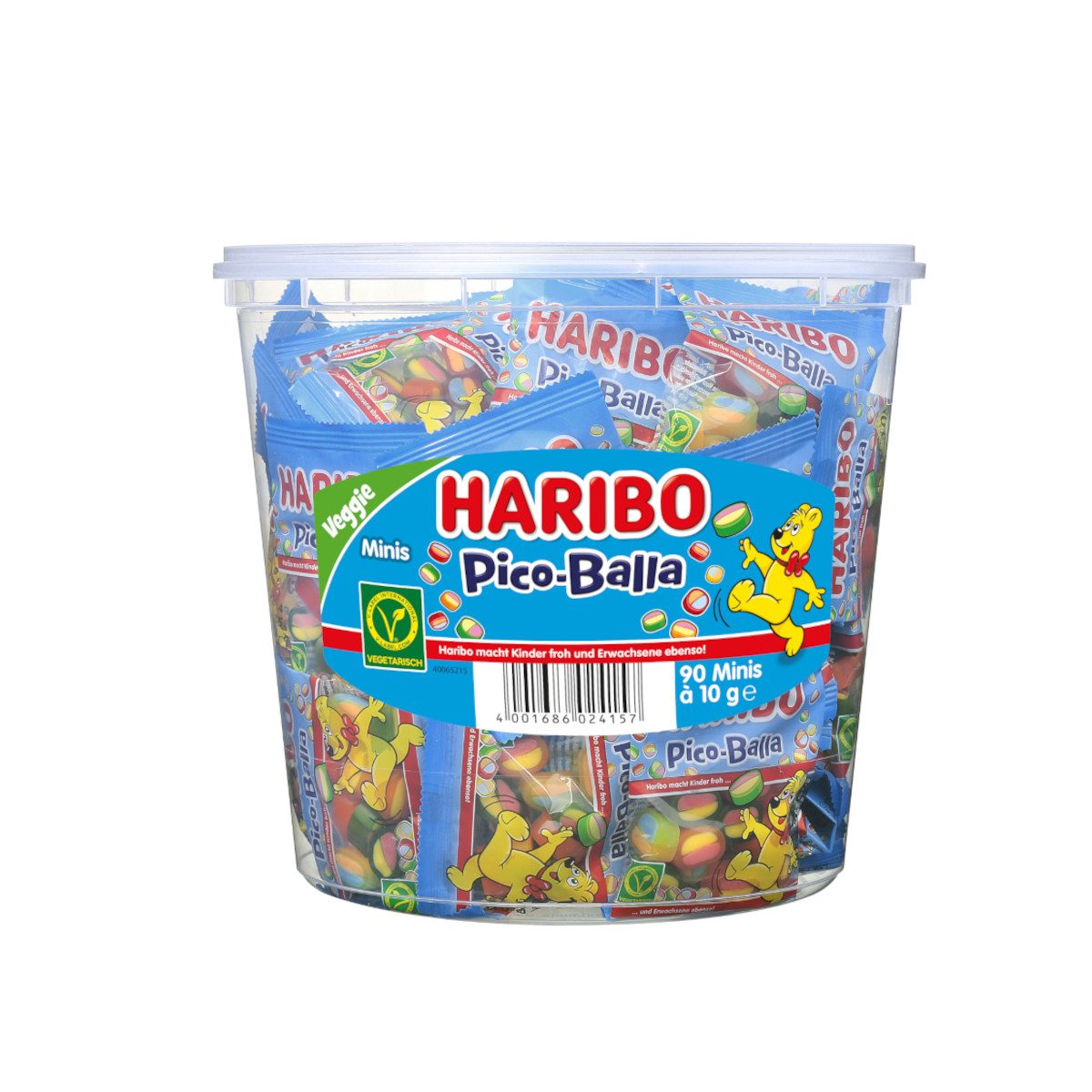 HARIBO Süßigkeit, Haribo Pico Balla Minibeutel 90 Stück Fruchtgummi-Konfekt 900g