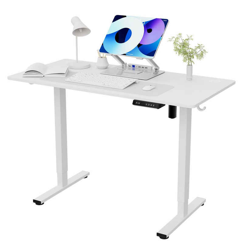 HOMAVO Schreibtisch Höhenverstellbarer schreibtisch mit Memory- und Rebound-Funktion, USB/Typ C,Länge 120 cm, Länge 140, zwei Größen