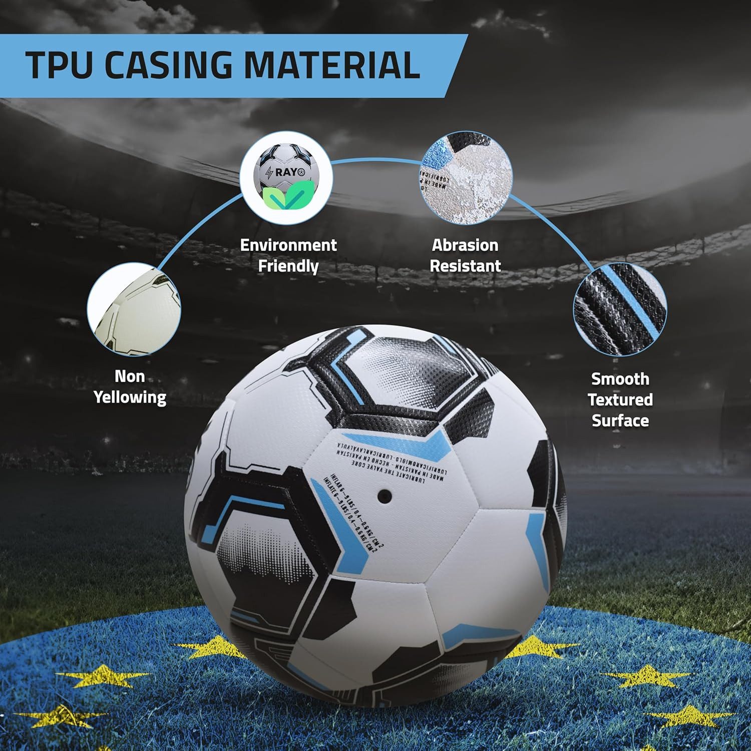 Rayo Fußball Striker 32 Panel maschinengenähter Fußball der Größe 5, (Ligen und Akademien für professionelle Spiele, IN DER BOX: 1 * Größe 5 Fußball, Für das Training in Vereinen), TRAININGSBALL IN PROFIQUALITÄT