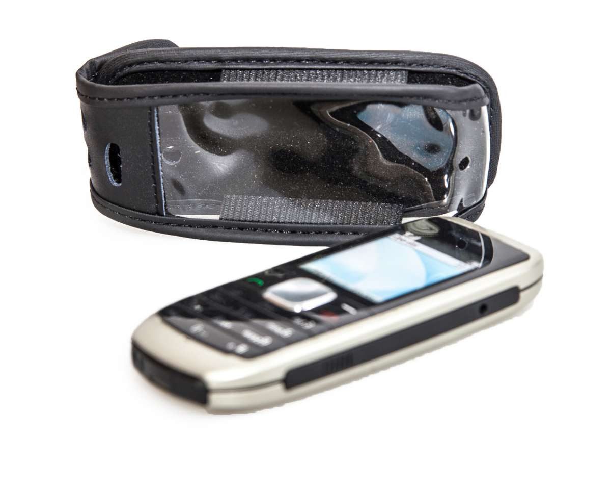 Handytasche Ledertasche für Nokia 1800, mit Gürtelclip schwarz, Echtleder