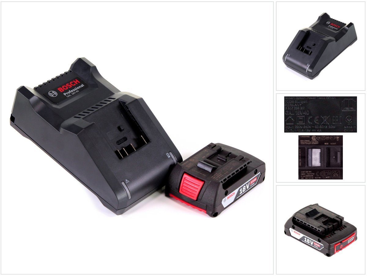 Bosch Professional Starter Set 18V mit 1x GBA Akku 2,0Ah + GAL 18V-40 Ladegerät Akkupacks