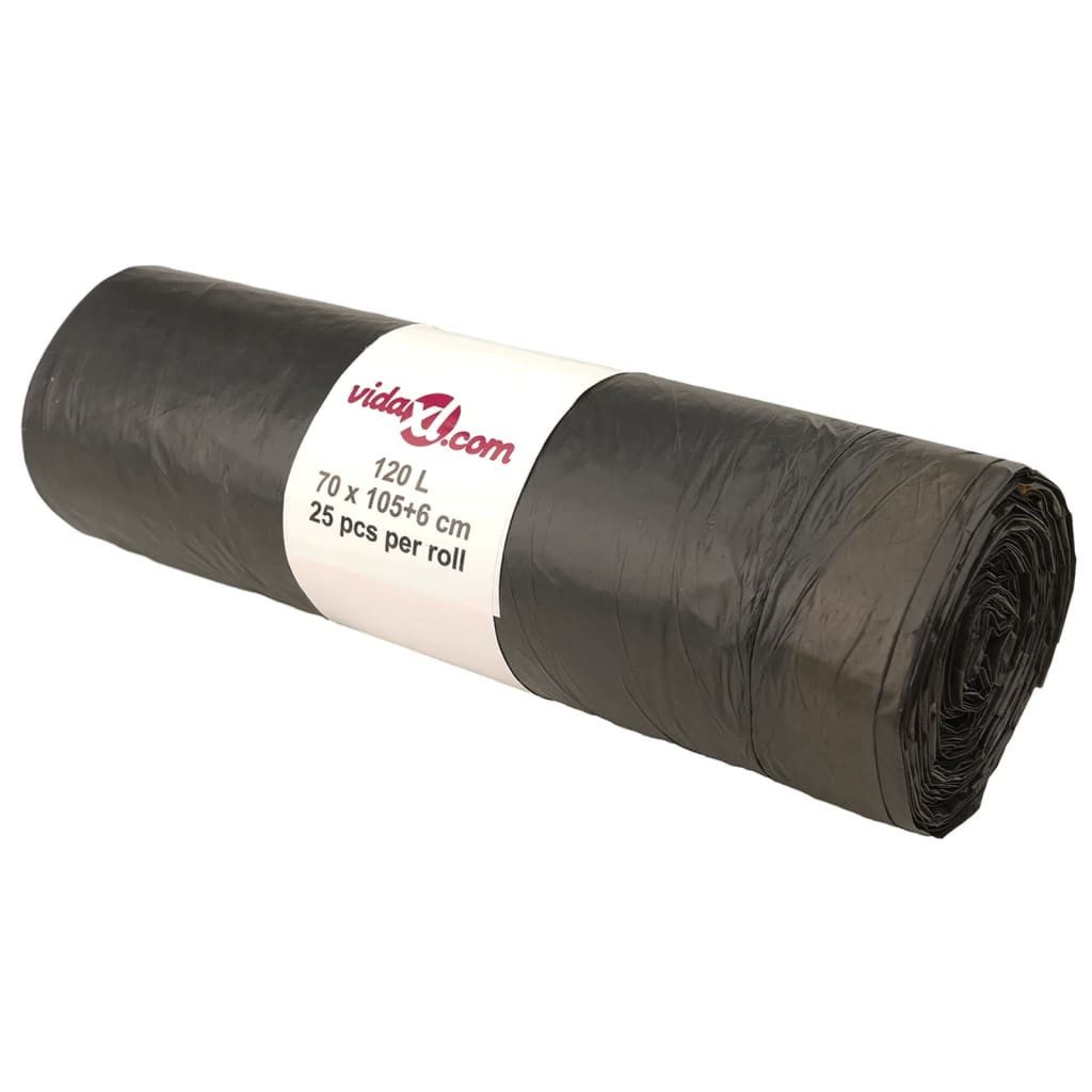 vidaXL Müllbeutel Müllsäcke mit Zugband 250 Stk. Schwarz 120 L