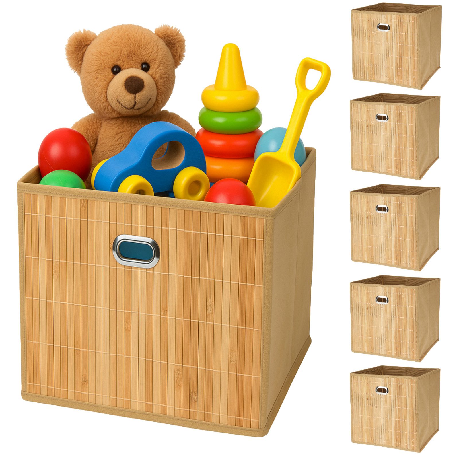 Koopman Aufbewahrungsbox Aufbewahrung 31x31x31cm Bambus faltbar 6er Set (6 St), Flexibel, Hellbraun, Leicht, Faltbar, Aufbewahrungsbox