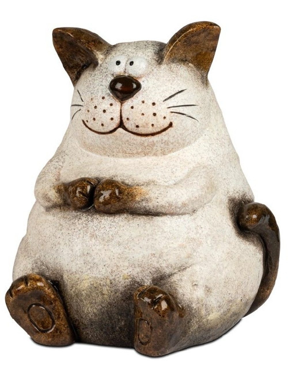 formano Dekofigur Dekokatze dicke Katze im Cartoon-Stil Creme-Braun 36 cm Glasur (1 St)