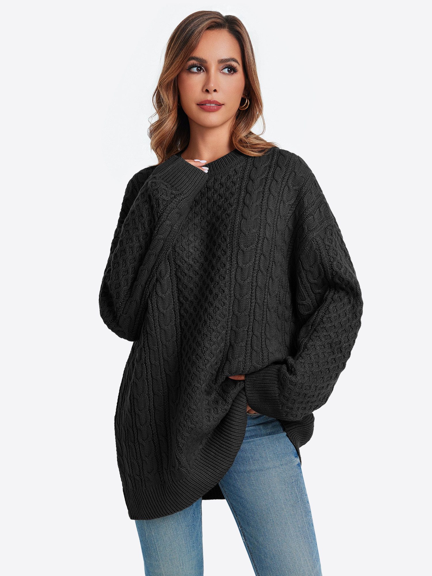 Imily Bela Sweater Damen Oversize-pullover mit aus Rippstrick (Packung, 1-t günstig online kaufen