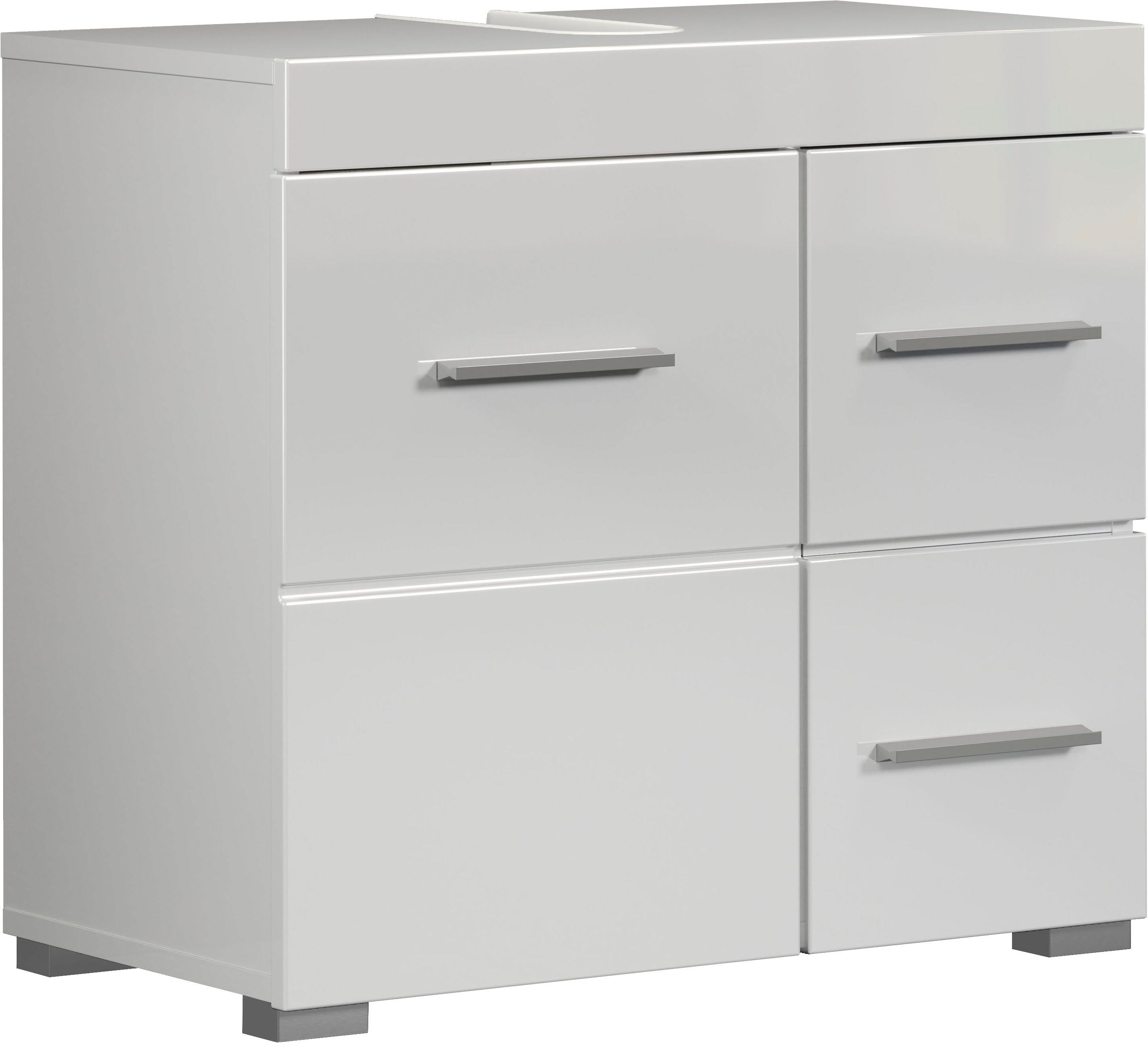 welltime Waschbeckenunterschrank Avena (1-St) Badezimmerschrank mit Tür & Schubkästen – (B/T/H) 60/34/56 cm