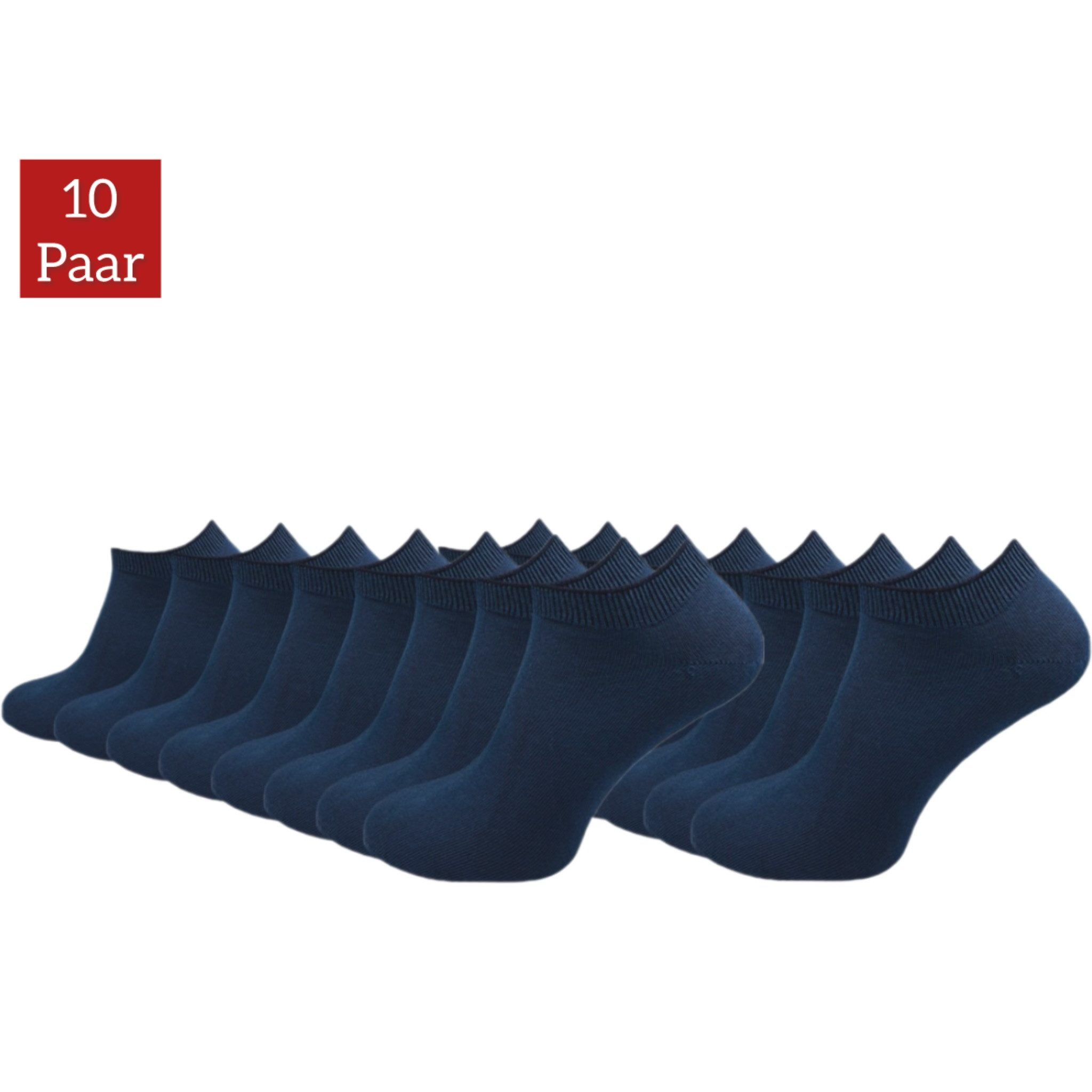NERS Короткие носки für Damen und Herren aus Baumwolle, ohne drückende Naht (10-Paar) mit Komfortbund