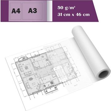 Tritart Transparentpapier Transparentes Papierrolle 40cm x 50m - 50g/m² für kreative Projekte, Transparentpapierrolle 40cm x 50m 50g/m