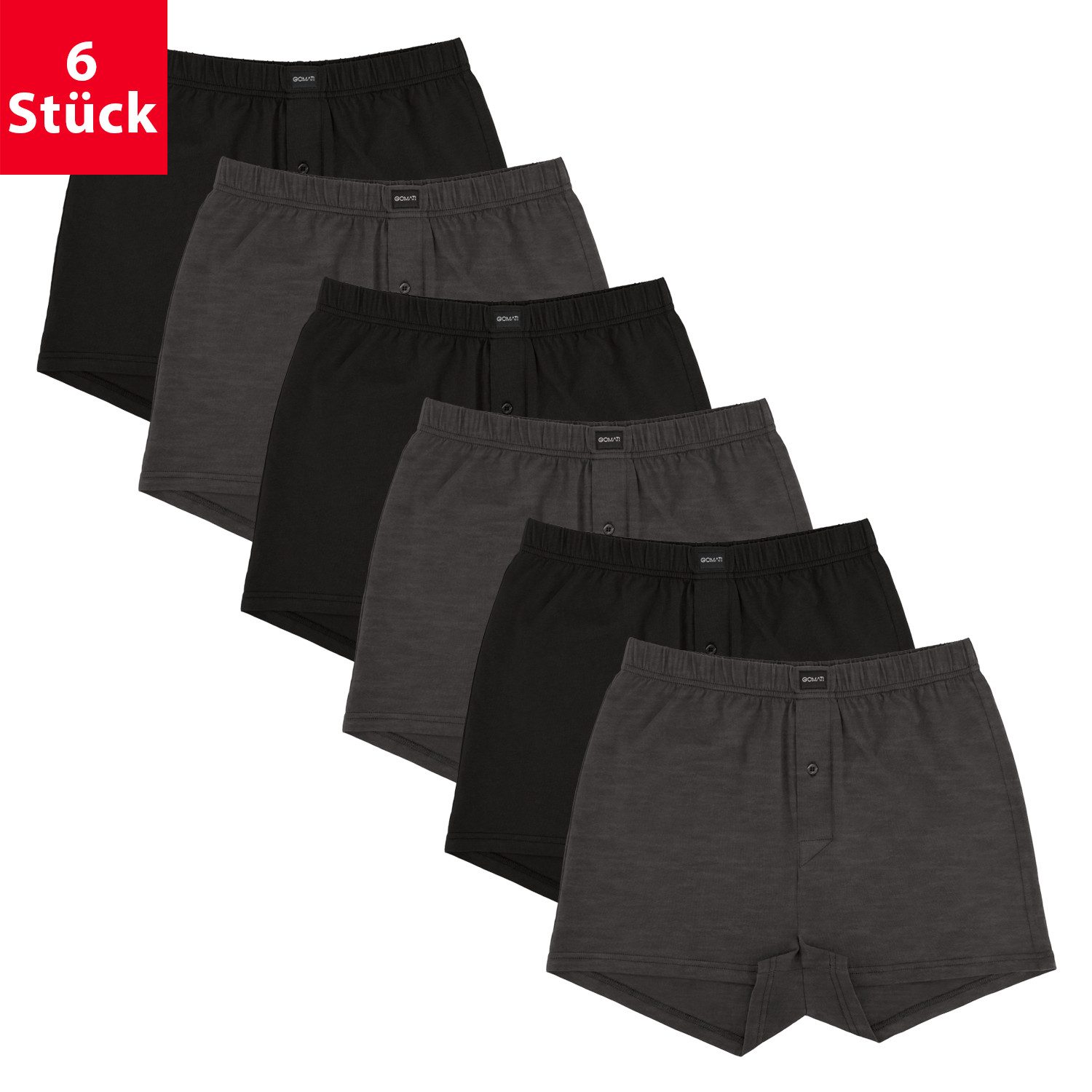 Gomati Boxershorts 6er Pack Herren Jersey Boxershorts Baumwolle günstig online kaufen