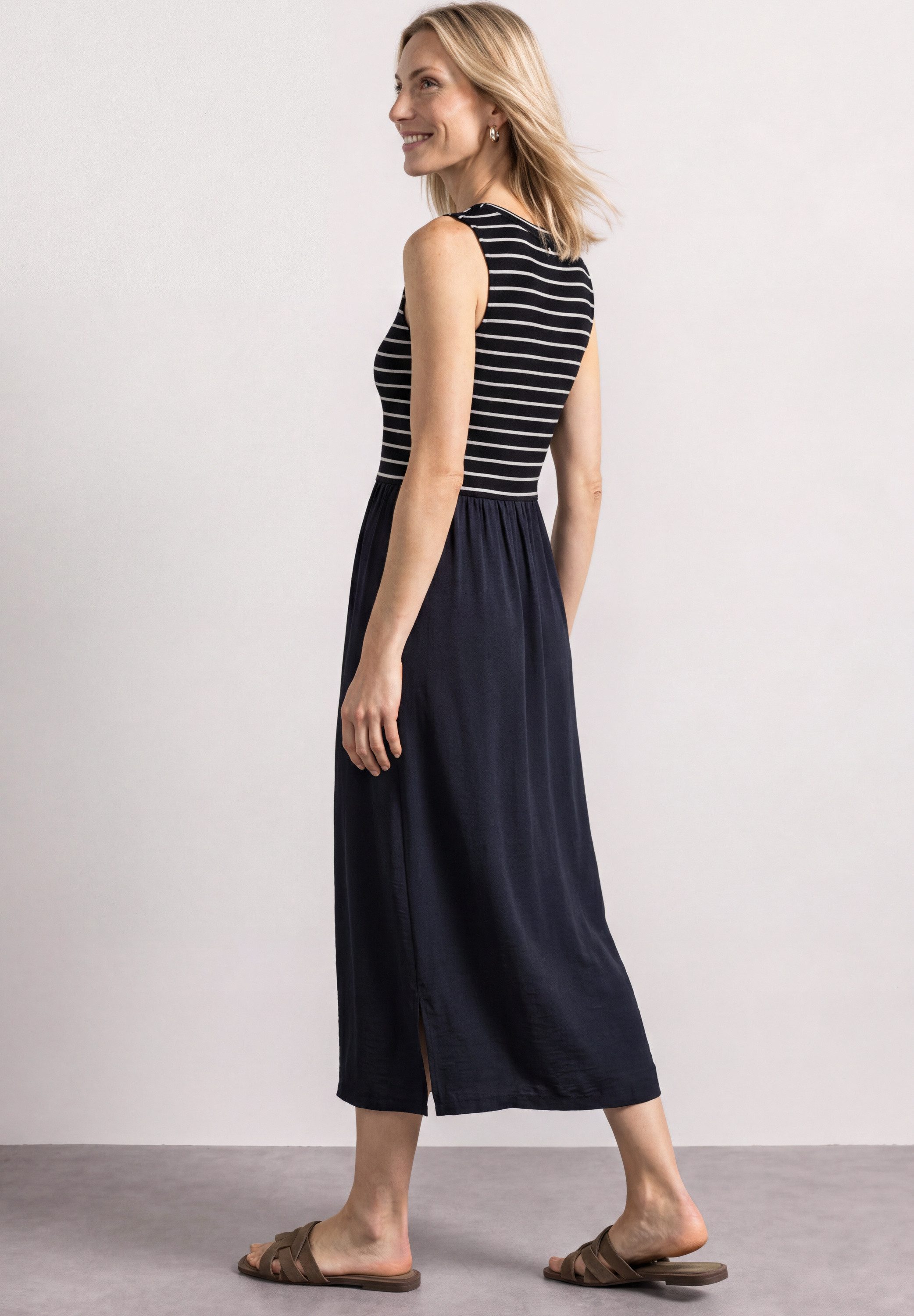 STREET ONE Midikleid ommerkleid mit Streifen und im Strukturmix und Knopfdetail – Bild 5 von 5