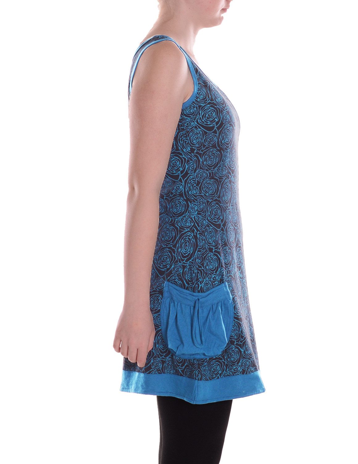 Vishes Minikleid Damen Mini-Kleid Baumwolle geometrisch Rundhalsausschnitt mit Taschen Alternative Bekleidung, Ethno, Hippie, Retro Style