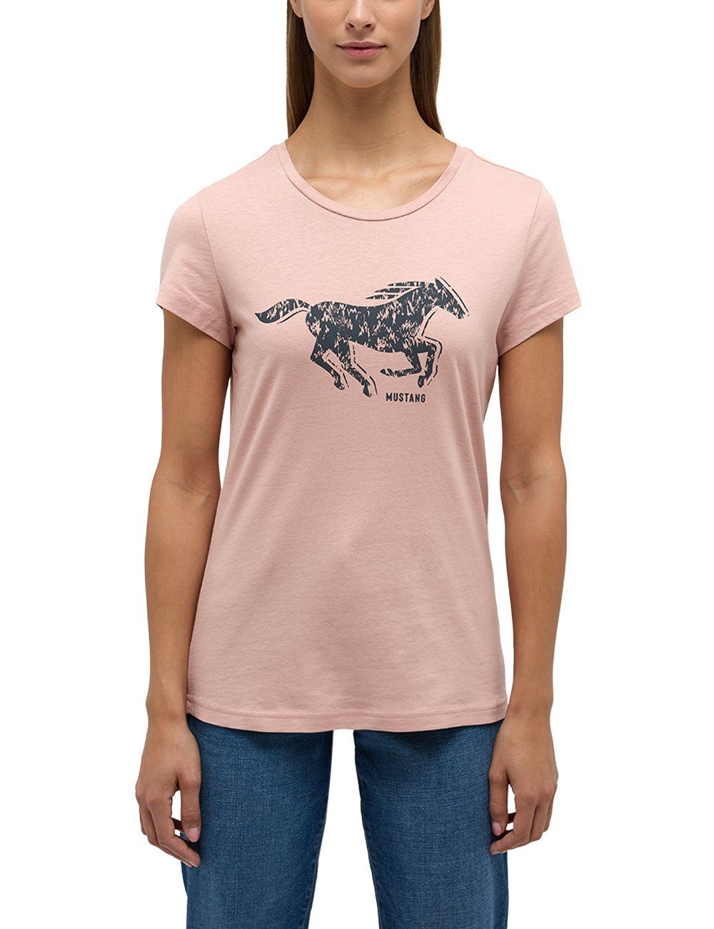 hellrosa Mustang MUSTANG Kurzarmshirt T-Shirt Print-Shirt