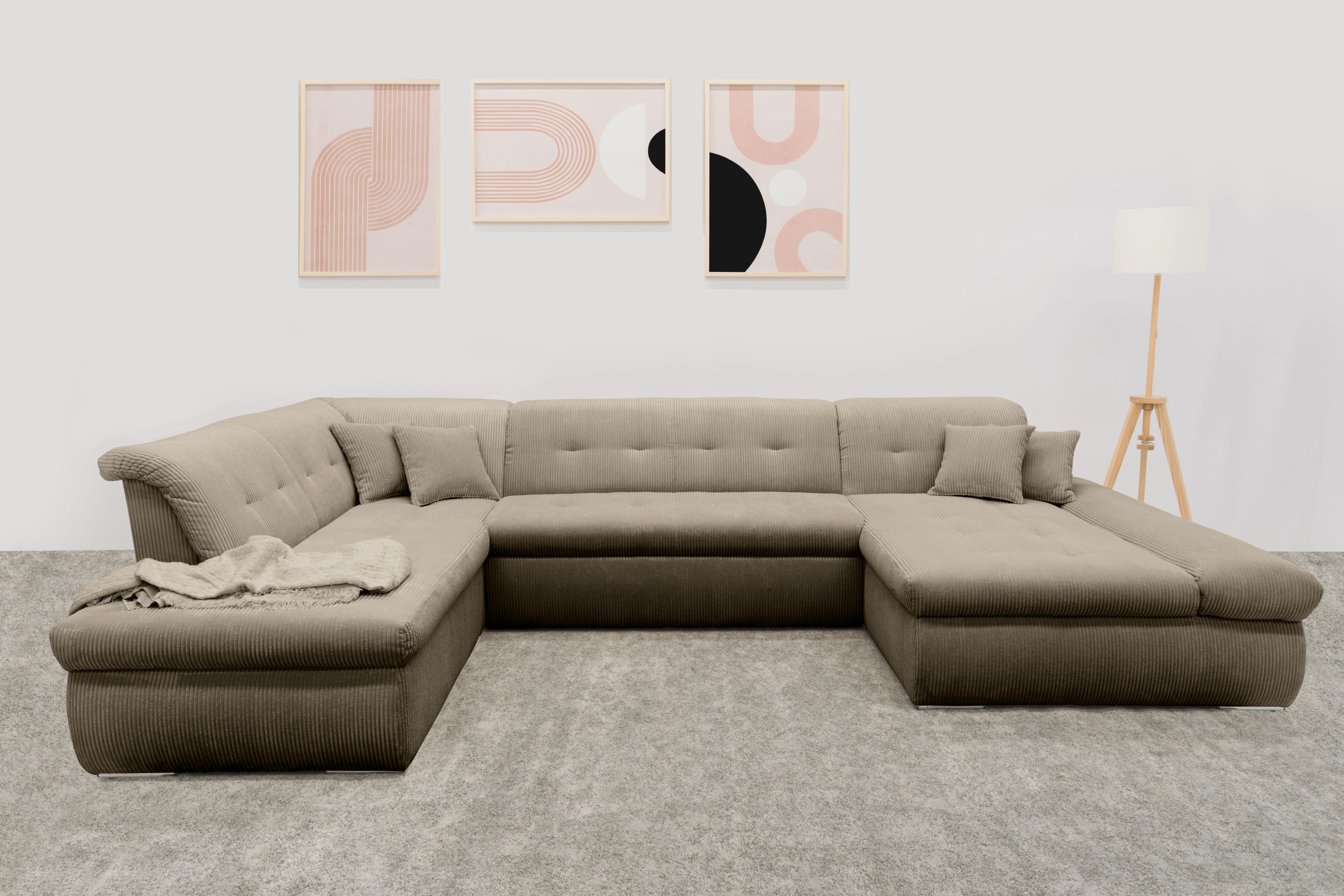 DOMO collection Wohnlandschaft "Moric U-Form, auch in Cord, Breite 353cm, v günstig online kaufen