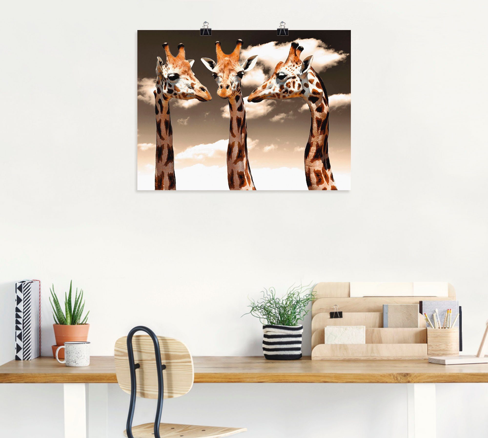 St), Artland Wandaufkleber Wildtiere Leinwandbild, als Alubild, versch. Größen oder Poster (1 in Wandbild Giraffe_sepia,