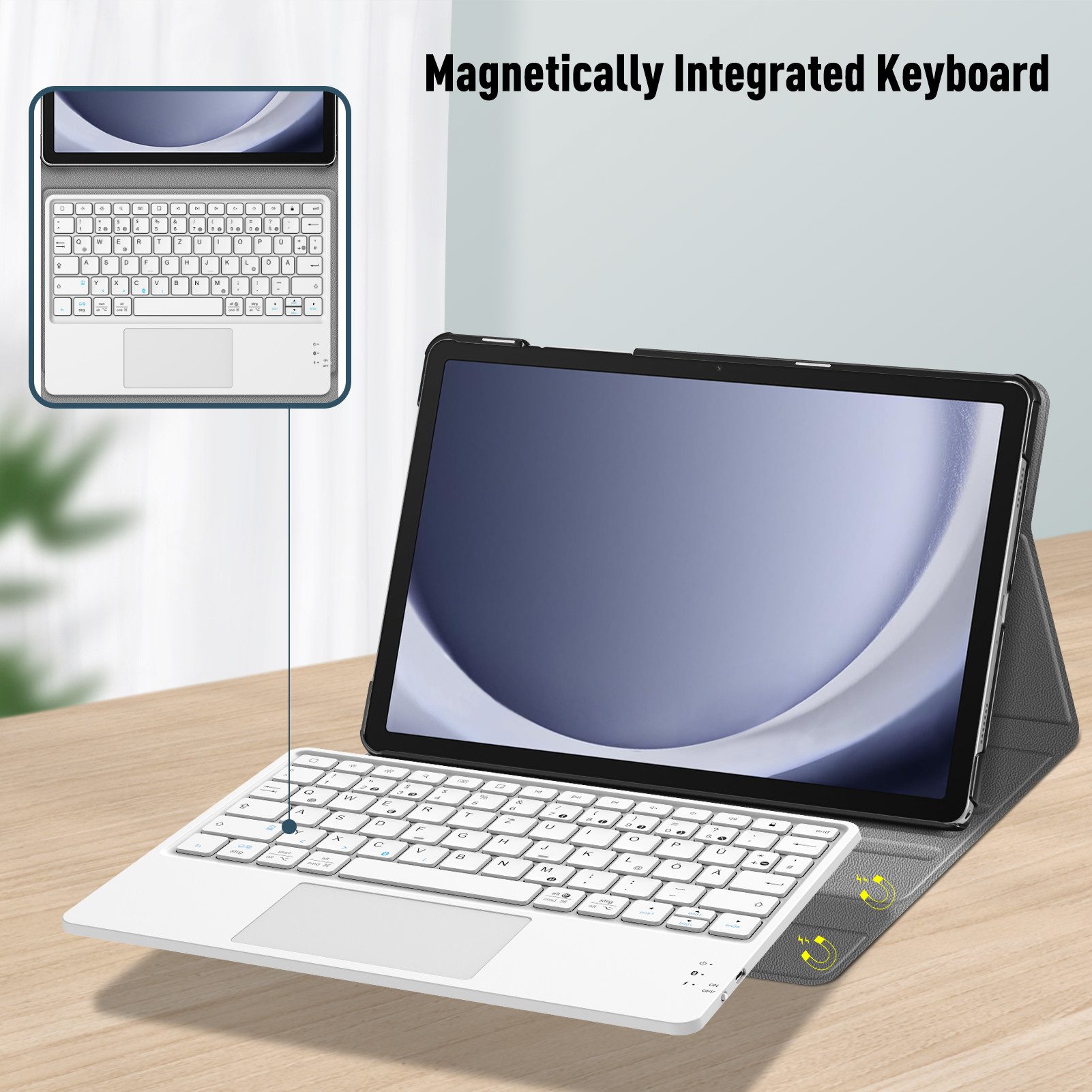 Fintie Hülle für Samsung Galaxy Tab A11+ Plus 11" 2025/Tab A9+ Plus 11'' 2023 Tablet-Tastatur (Deutscher Tastatur mit Touchpad Magnetisch Abnehmbarer Keyboard) – Bild 4 von 5