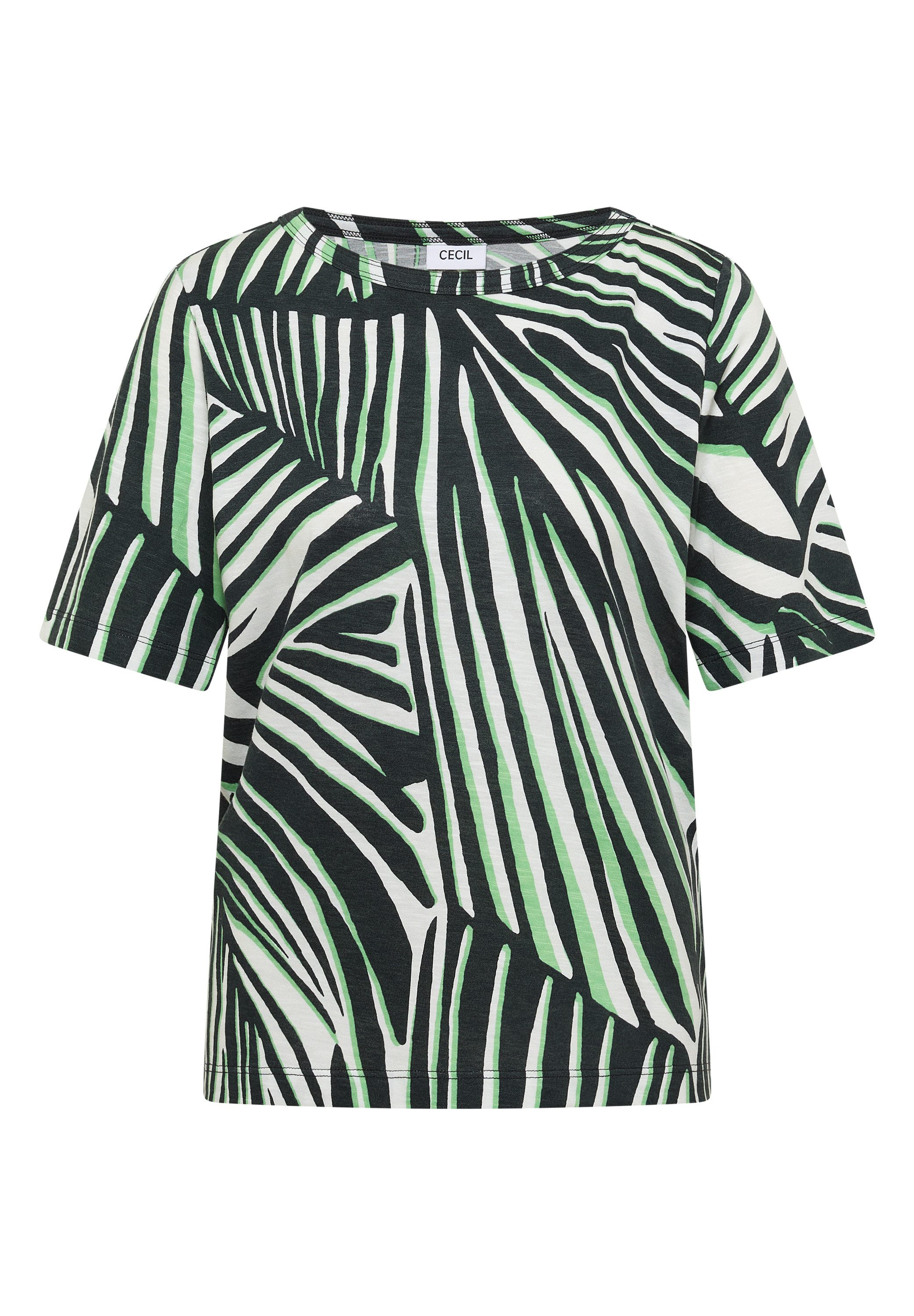 CECIL Kurzarmshirt Sommershirt mit grafischem Blätter-Print – Bild 5 von 5