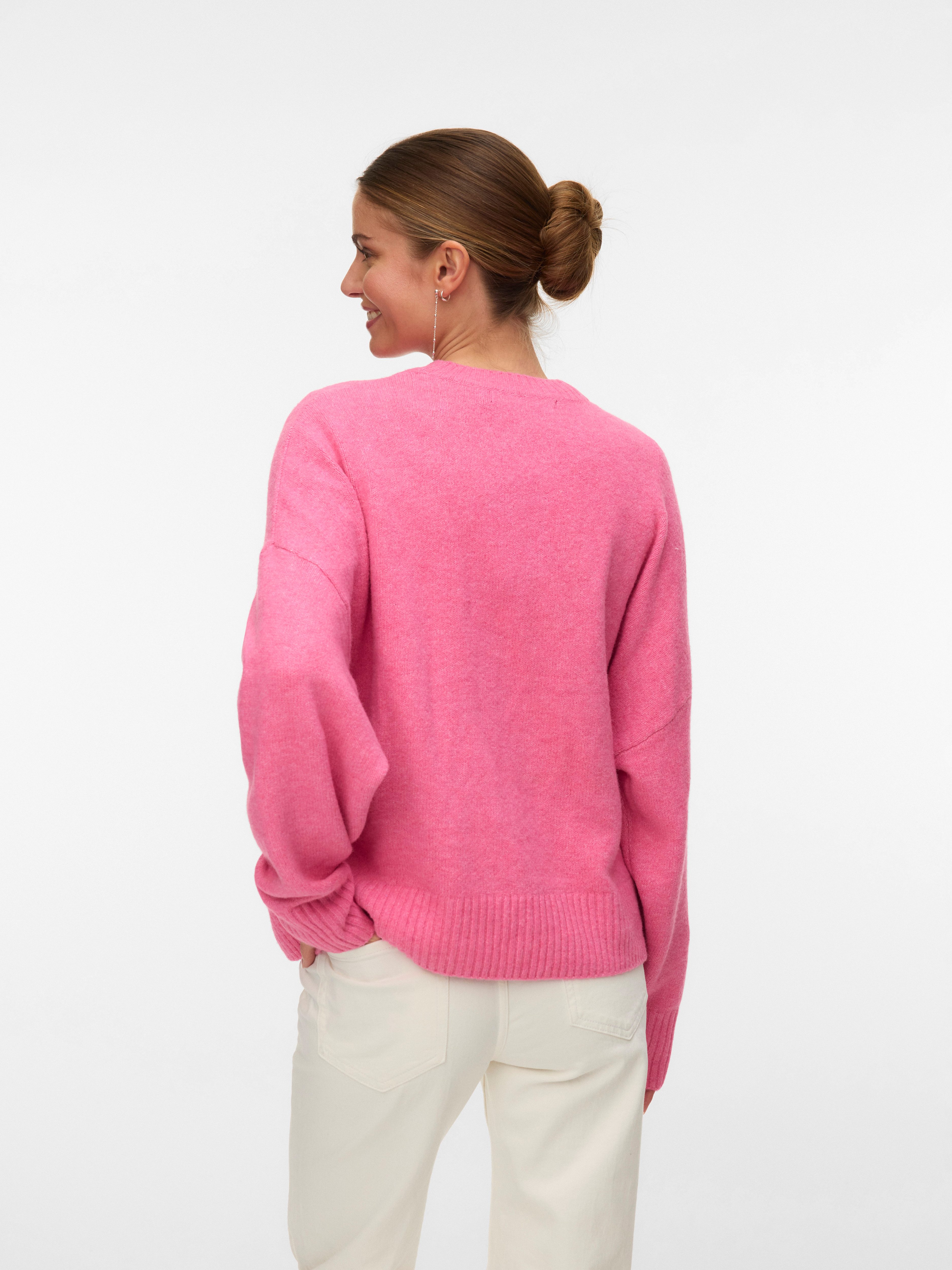 Vero Moda Strickpullover VMBOOM LS O-NECK PULLOVER GA NOOS Materialmix, loose fit