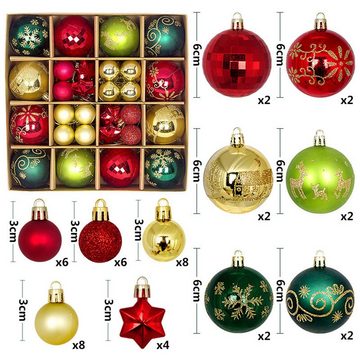 Rutaqian Weihnachtsbaumkugel Weihnachtskugeln, 44 Stück/Set 3-6cm Rot-Weiß-Weihnachtsball-Ornament, Weihnachtskugel Set aus Plastik Farbkugel Geschenkbox