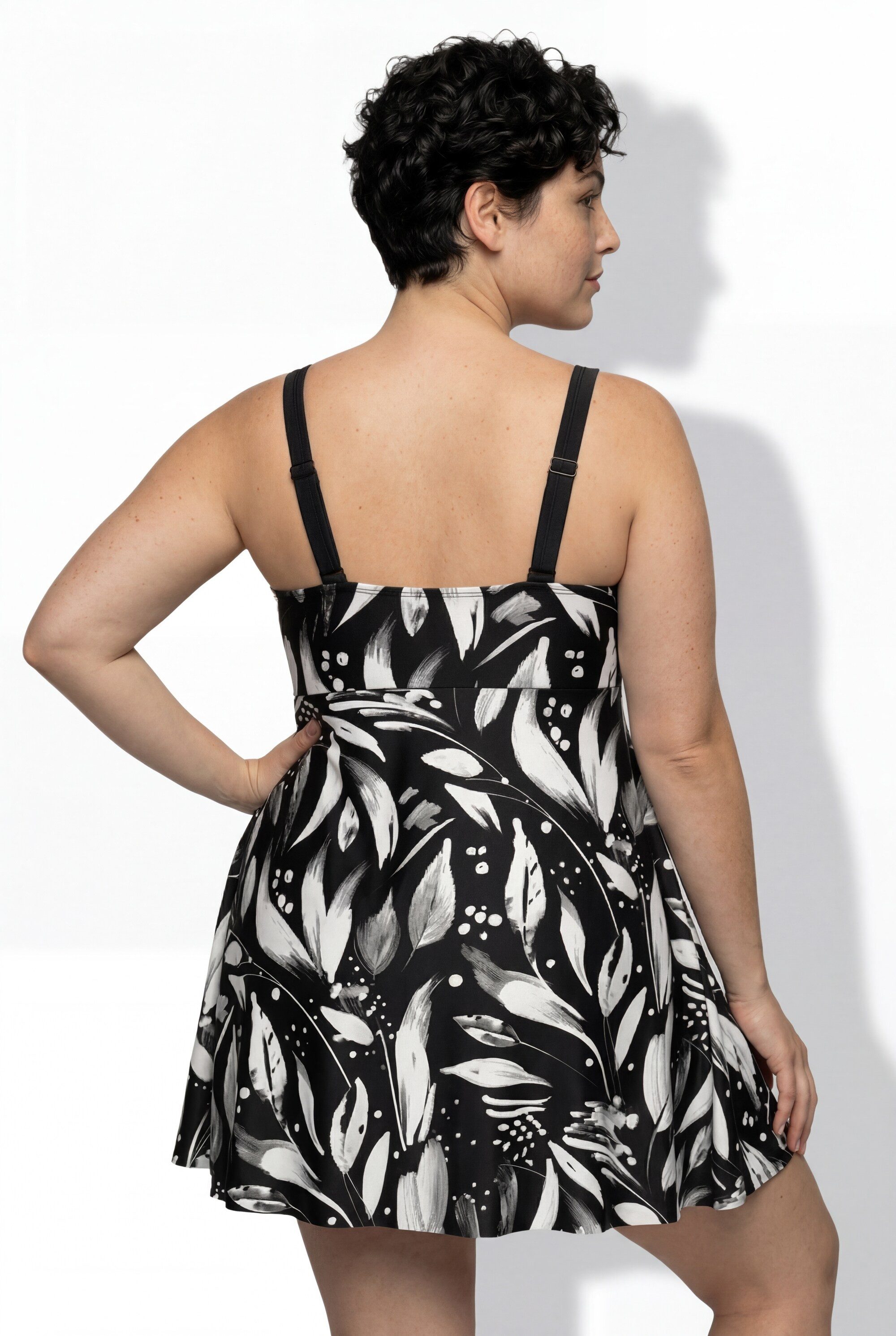 Ulla Popken Badekleid Badekleid Blätter Softcups Träger verstellbar