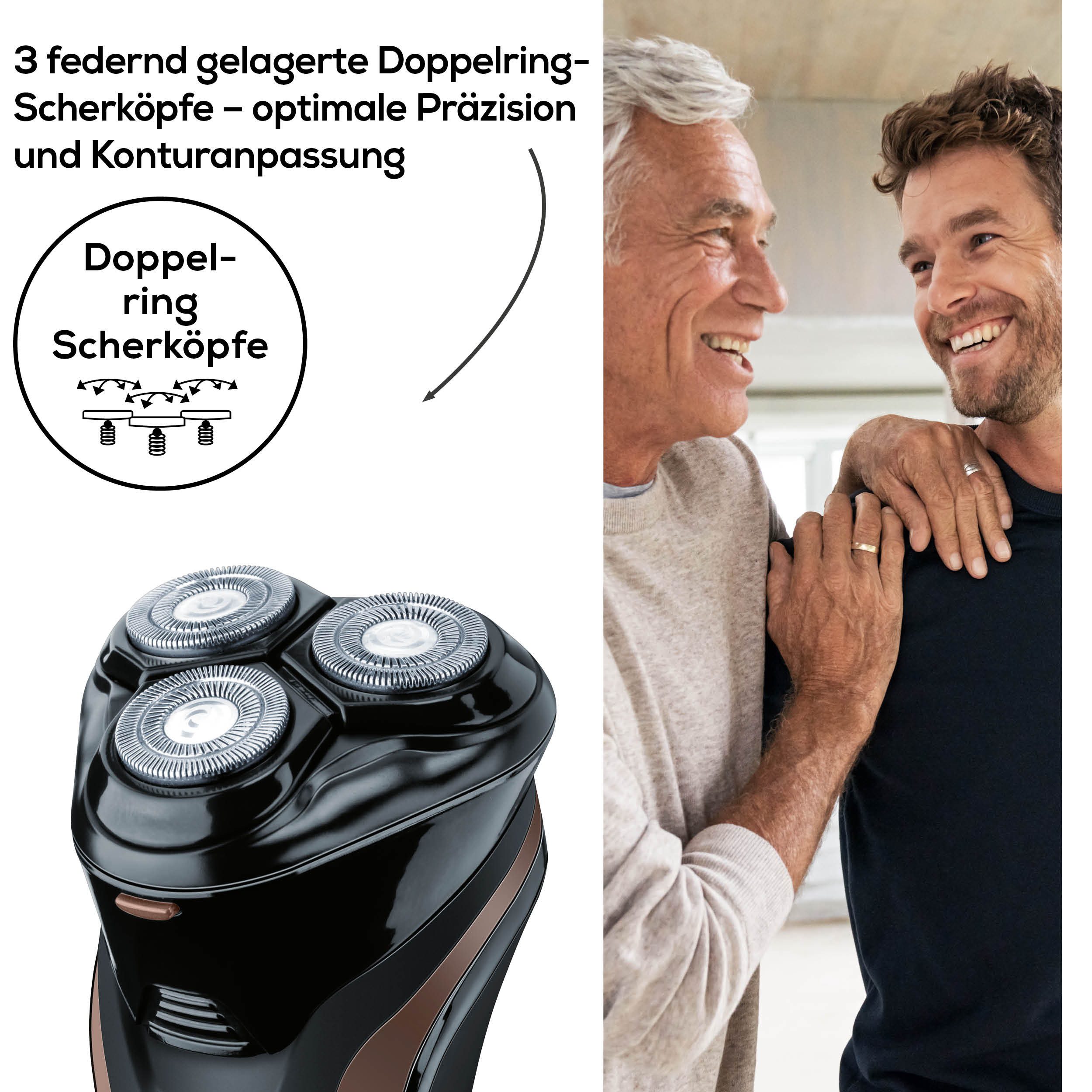 BEURER Elektrorasierer HR 8000 Rotationsrasierer, 2-in-1 Bart- und Kotelettenstyler, Aufsätze: 1, Zur Trocken- und Nassrasur geeignet, inkl. Aufbewahrungstasche