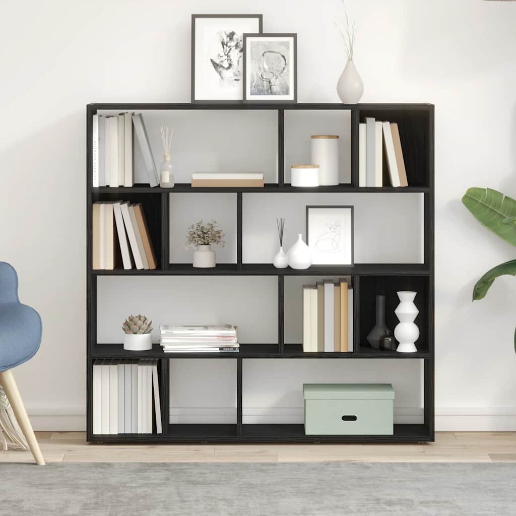vidaXL Raumteiler Bücherschrank/Raumteiler Eiche schwarz 105x24x102 cm, 1-tlg. – Bild 4 von 5
