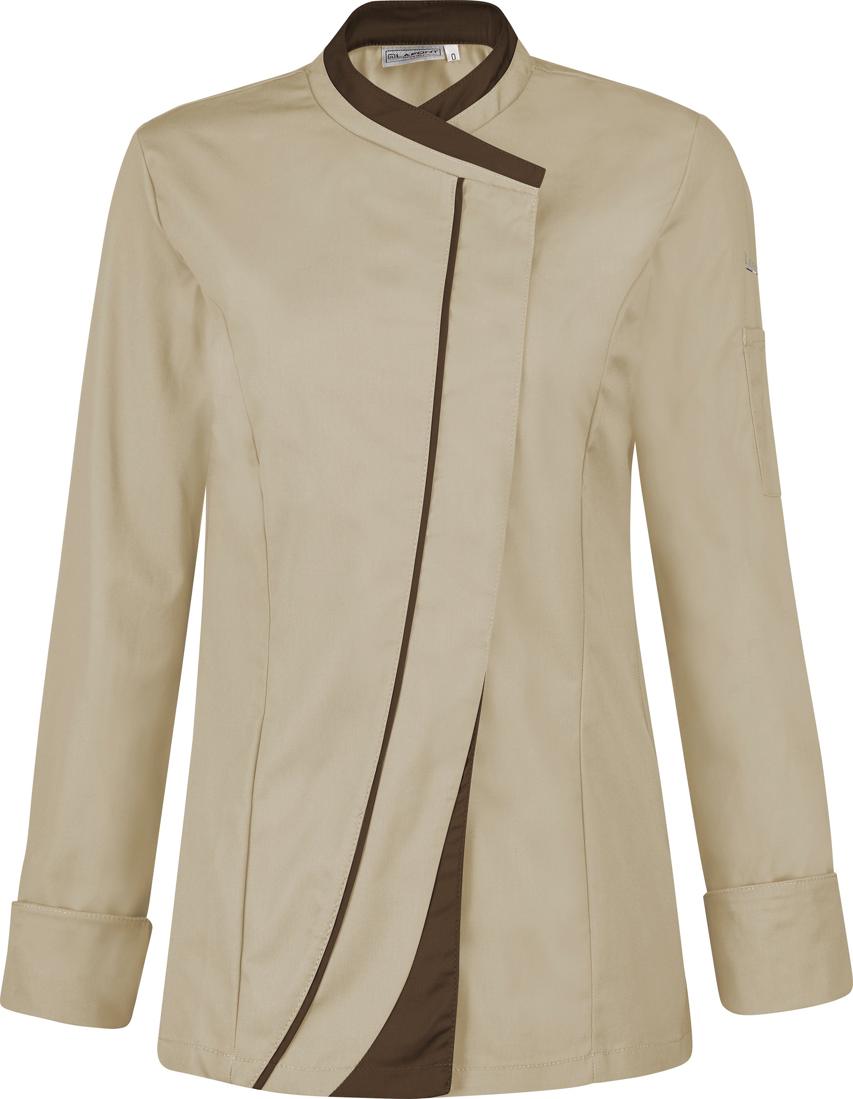 Langarm, Lafont / Kreuzverschluss "Saffron" Kochjacke Druckknöpfen BEIGE Damen verdeckten mit CHOCOLAT