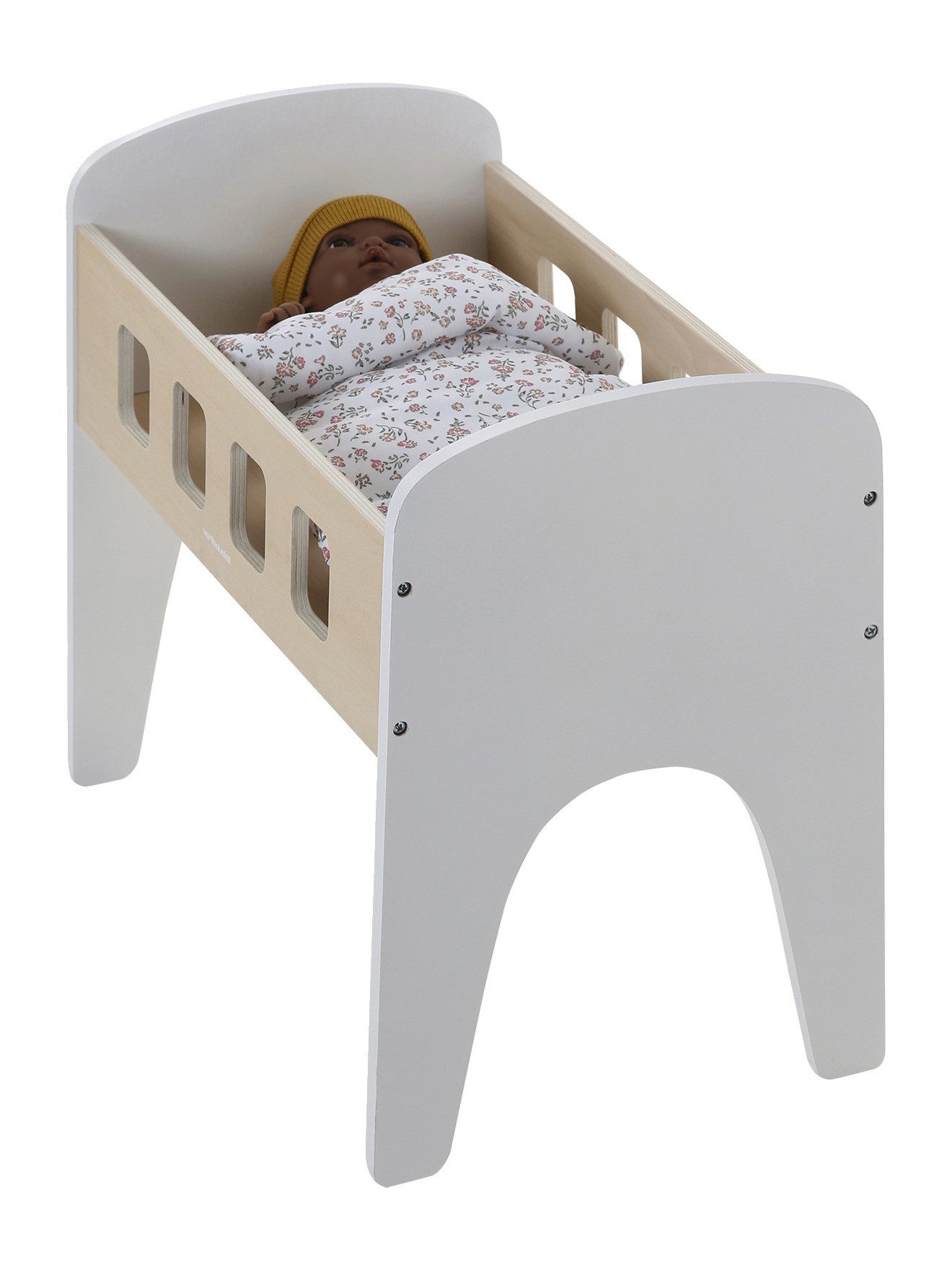 vertbaudet Puppen Accessoires-Set Puppenbett MINI RETRO Holz FSC®, Holz FSC®