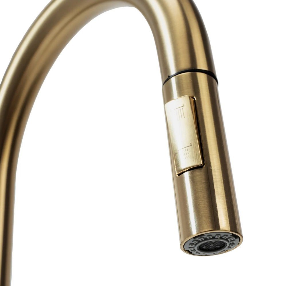wohnwerk.idee Küchenarmatur ausziehbar Wasserhahn Küche Gold Matt Gebürstet Kupfer Schwarz Chrom – Bild 5 von 5