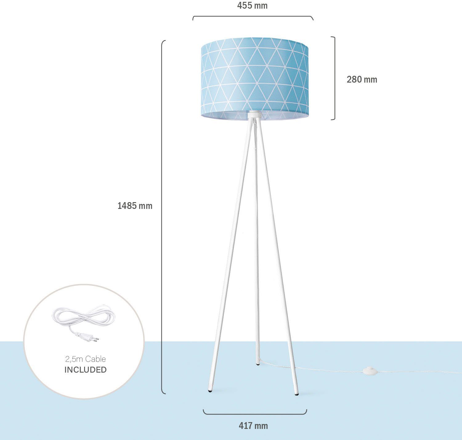 Stella, Standleuchte Deko Blau Grau Stehlampe Home Paco Schlafzimmer Skandi Leuchtmittel, Pink Trina Wohnzimmer E27 ohne