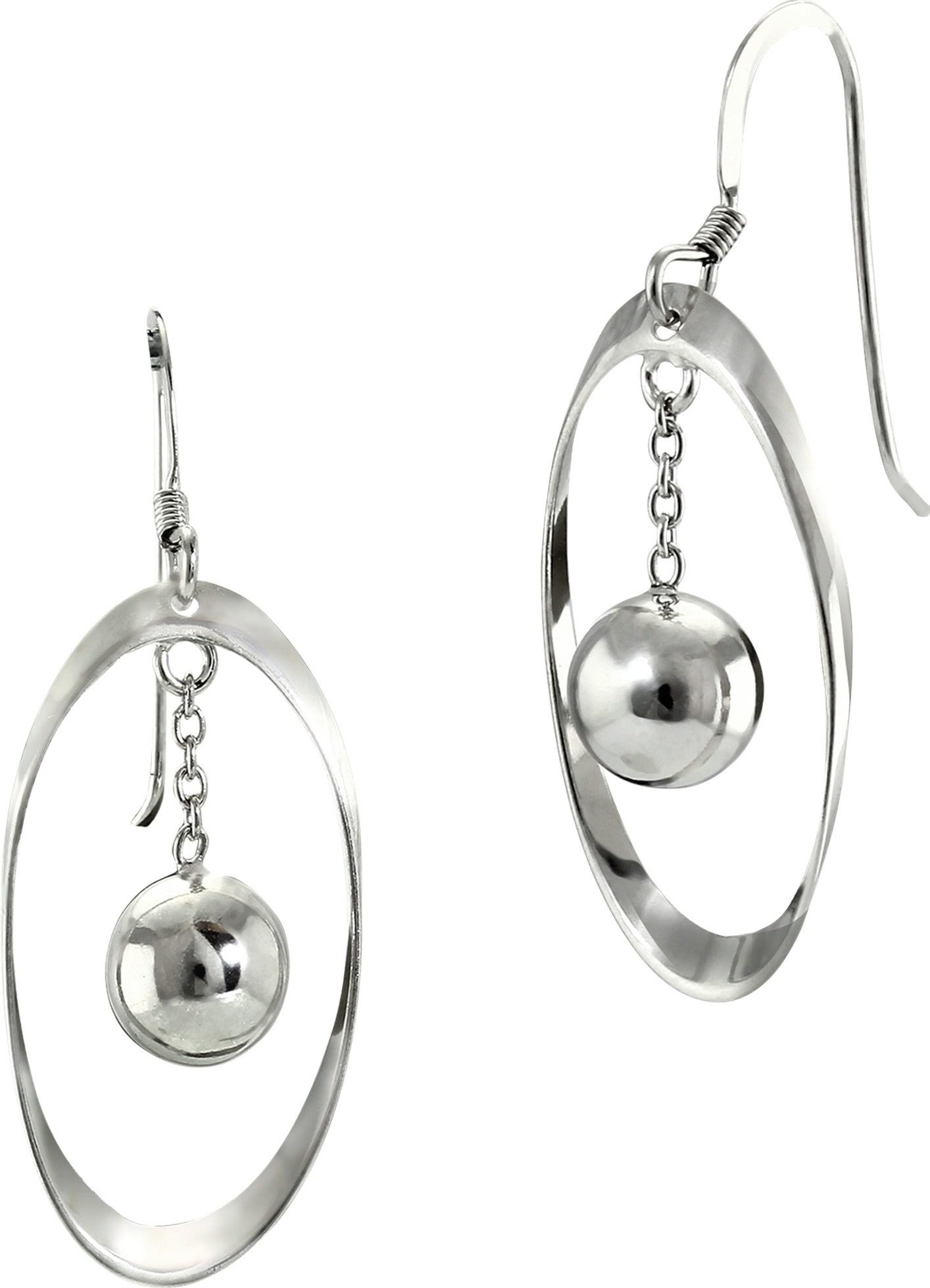 SilberDream Paar Ohrhänger SilberDream Ohrringe Ohrhänger 925 Silber (Ohrhänger), Damen Ohrhänger Oval mit Kugel aus 925 Sterling Silber, Farbe: silber