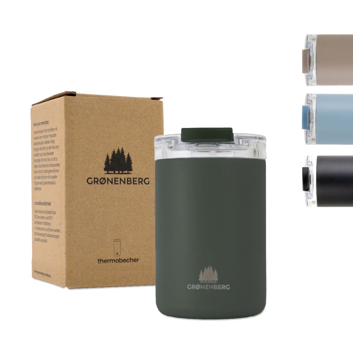 GRØNENBERG Thermobecher Kaffeebecher to go 350ml, 100% Auslaufsicher, Hält mind. 4 h warm, Spülmaschinenfest