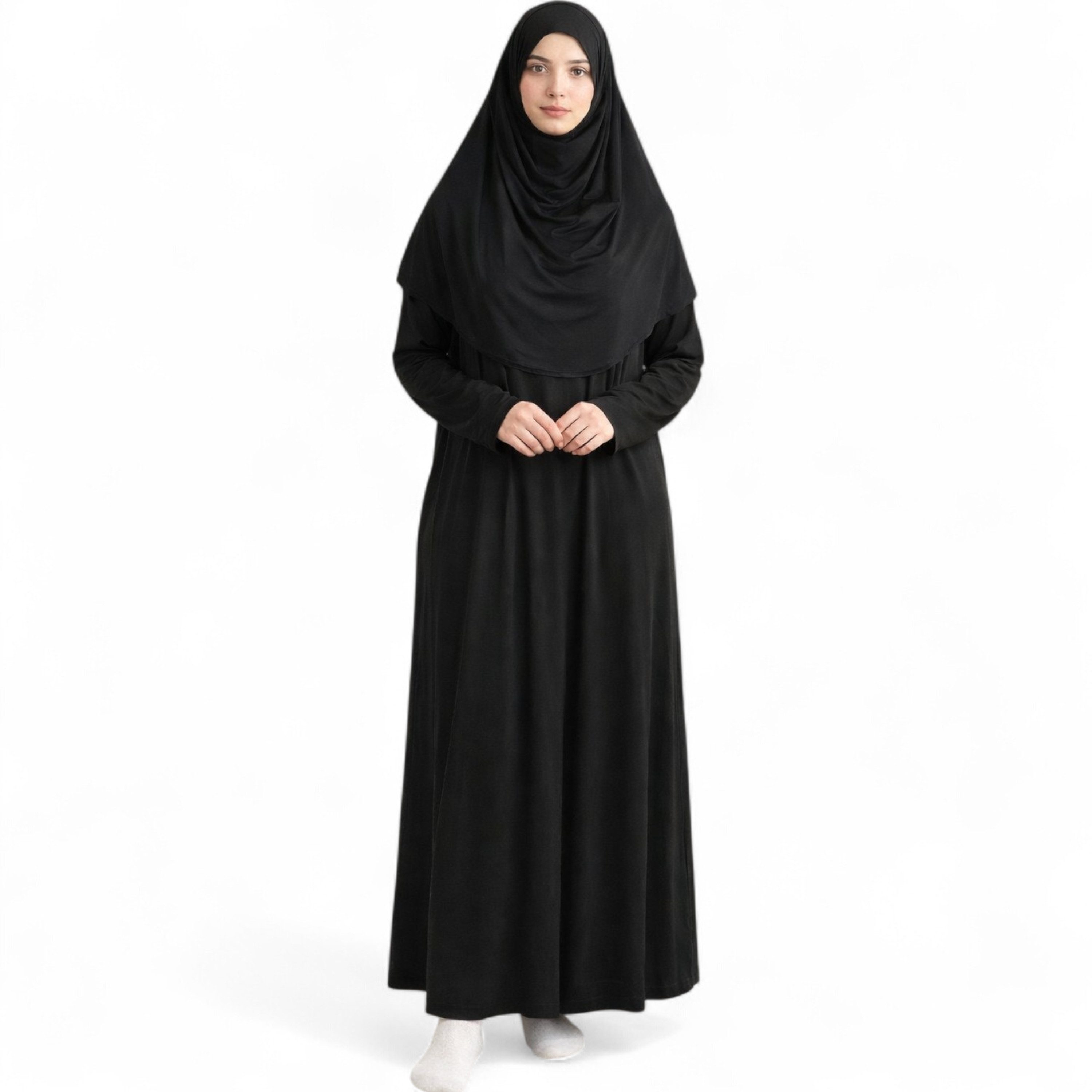 Modavitrini Tunikakleid Gebetskleid mit Hijab islamisches Kleid Kaftan Jilbab Abaya Namaz (Einteilig) komplett Set einteilig