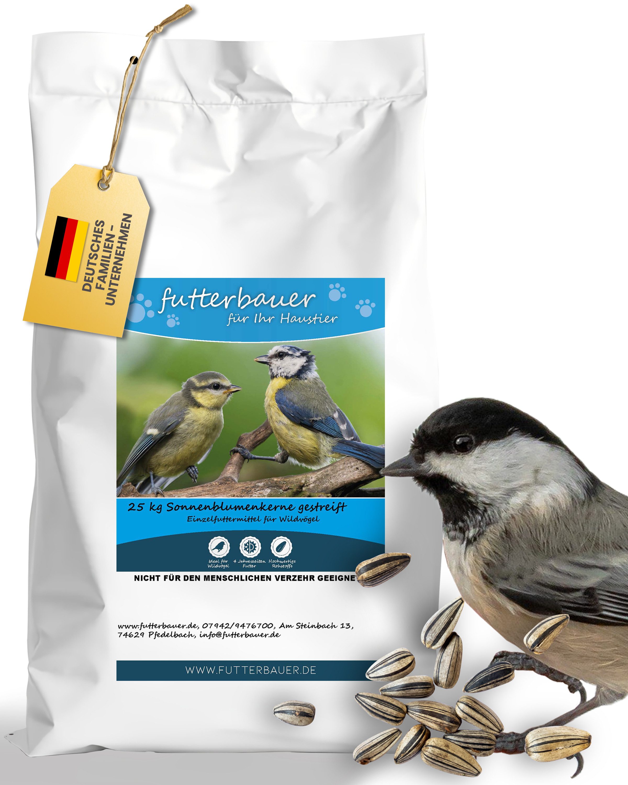 futterbauer Futterbauer 25 kg Sonnenblumenkerne gestreift im Papiersack, für: Vogel